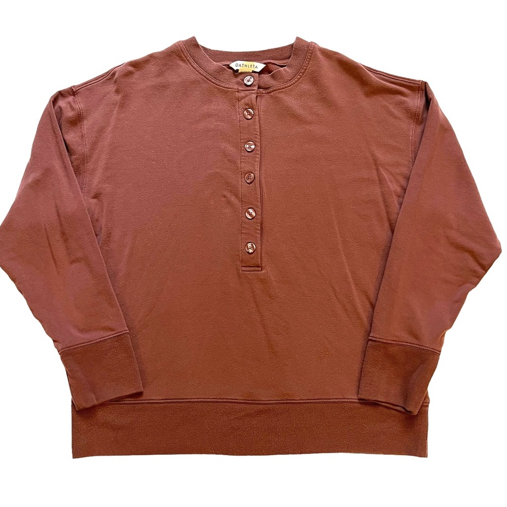 Women’s Athleta Mauve Dusty Pink Button Up Sweatshirt Size Medium